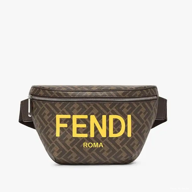 HOT Bag FF Fendi Brown Logo ROMA Belt In Fabric Motif 0427